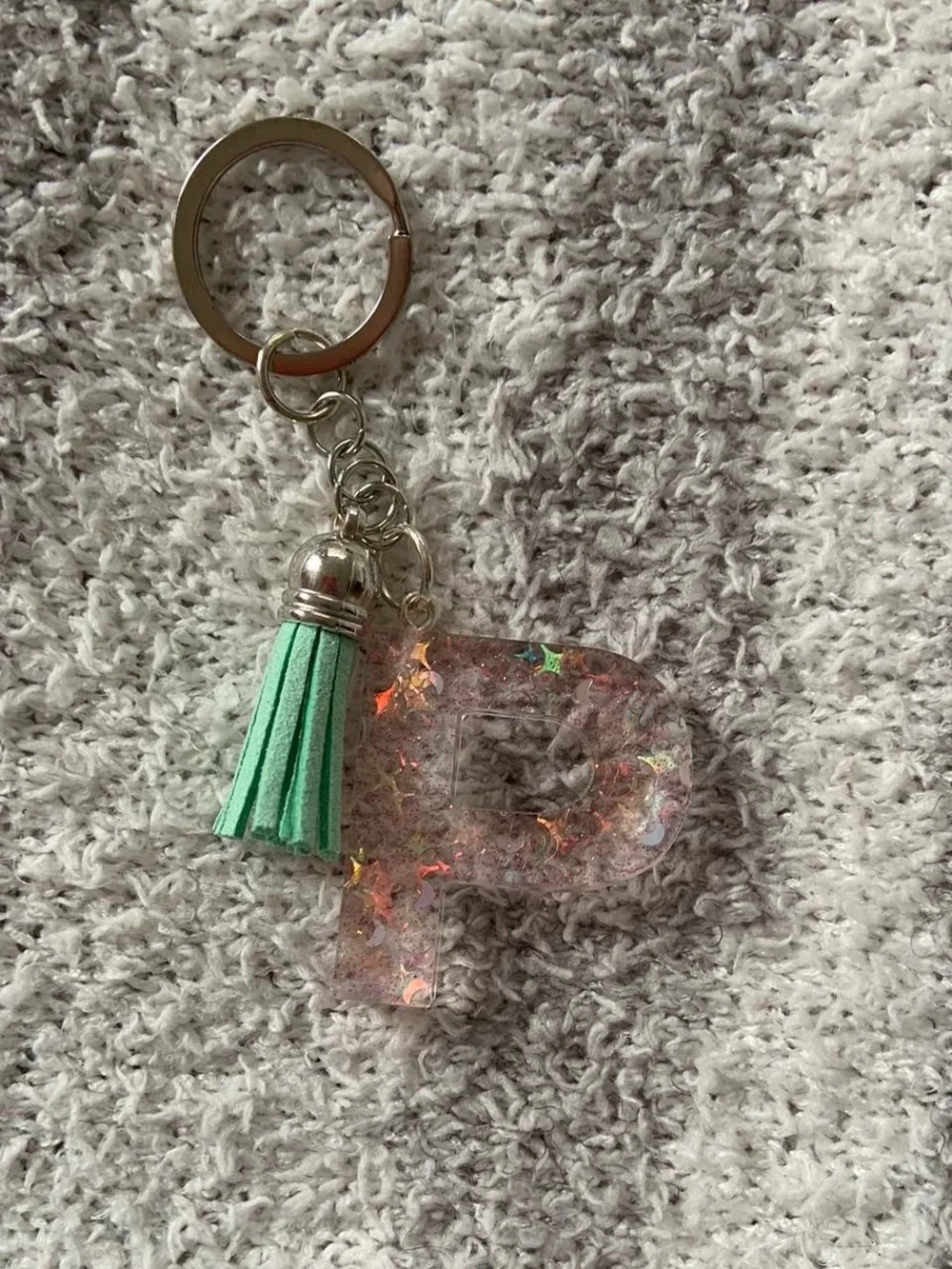 Initial P Tassel Keychain